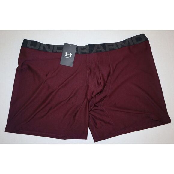 Under Armour 1332663 602 Men's Sz 5XL Maroon/Black Tech 6" Boxerjock Briefs - Picture 1 of 3